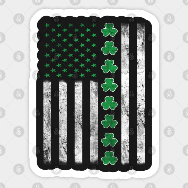 Vintage Irish American Flag St. Patrick's Day Shamrock Sticker by jMvillszz